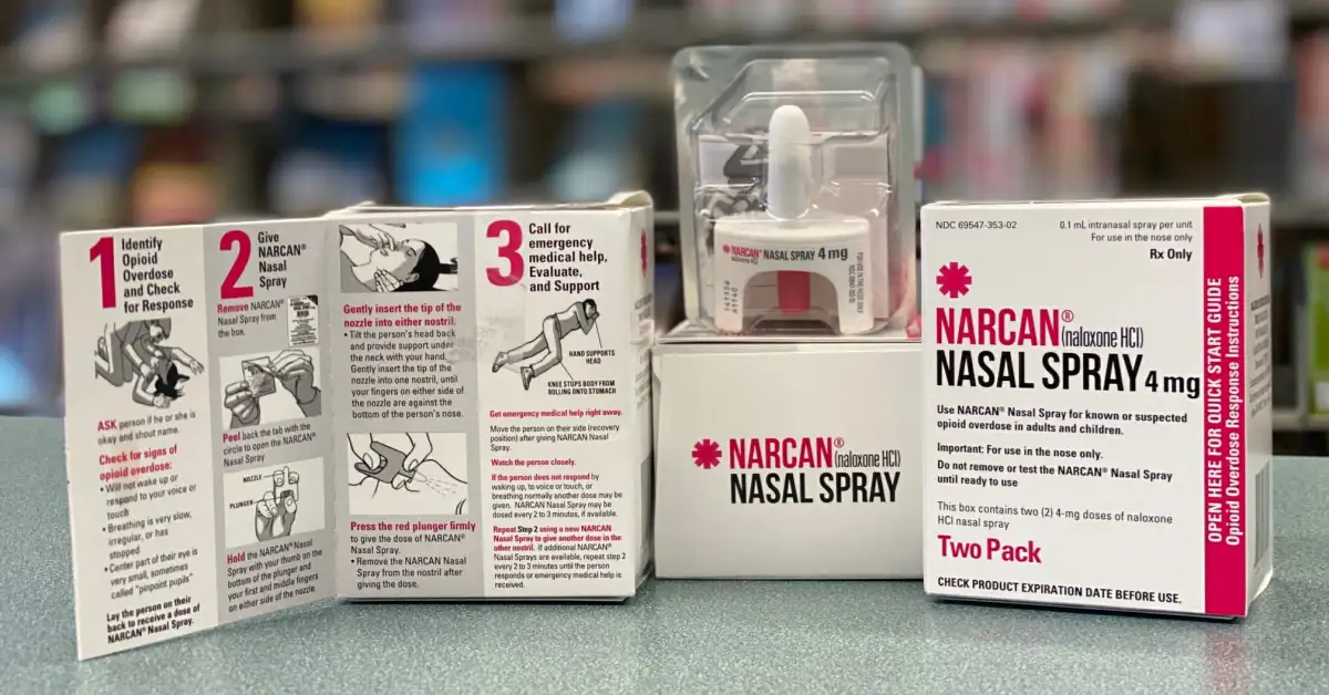 Narcan displayed on table