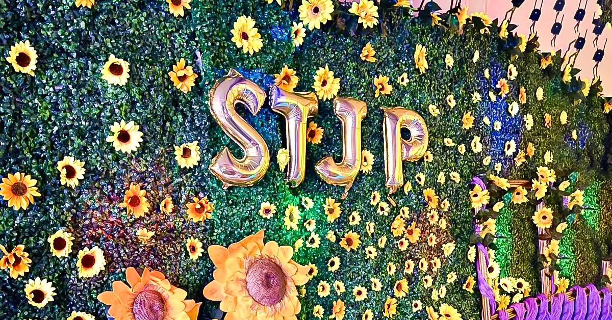 Balloon STJP letters featured at the Sip, Savor & Celebrate event