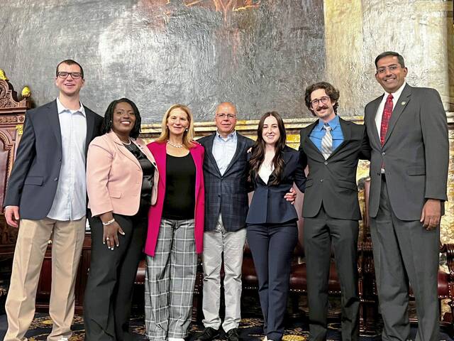 Photo of the Stop The Judgment Project team at the PA House Senate