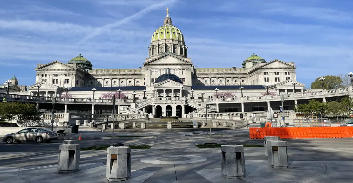 The Pennsylvania state capitol building in Harrisburg