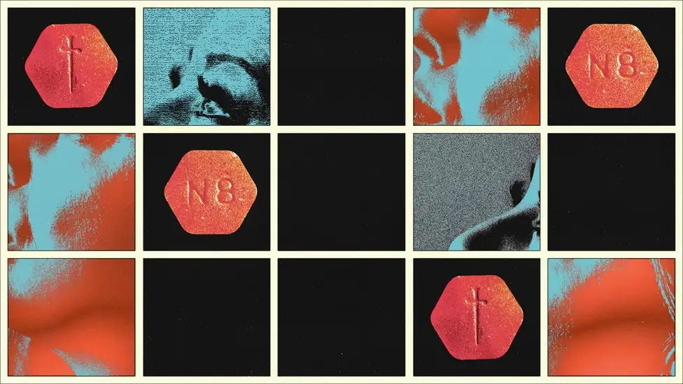 An illustration of various opioid and pills
